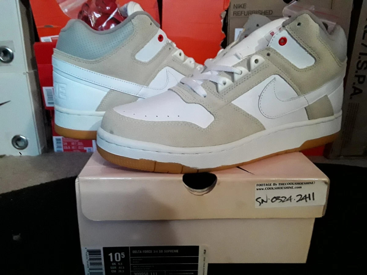 Vintage 2004 Nike Air Zoom Delta Force 3 4 SB Supreme White Gum Suede 309958 111
