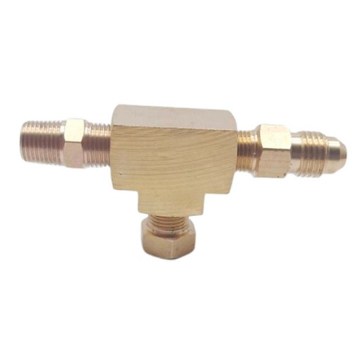 3 Way 1/8NPT To 4AN Turbo Adapter Tee Fitting W/ Block Oil Feed Pressure Sensor - Foto 3