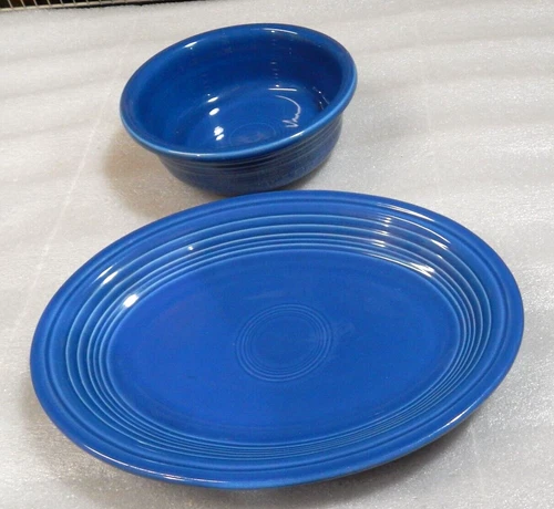 Homer Laughlin Fiesta Blue 11.5" Platter & 7 .75 x 2.75"  Bowl