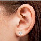 14k White Gold Diamond Encrusted Flower Stud Earrings — photo 6