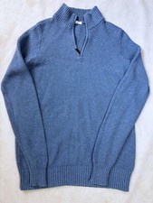 WOOLSOVER men  s Size Small Blue 1/4 Jumper Pull her Knit Knitted