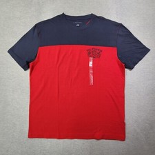 Tommy Hilfiger T Shirt Mens Large Navy Red Colorblock Knit Embroidered Logo NWT