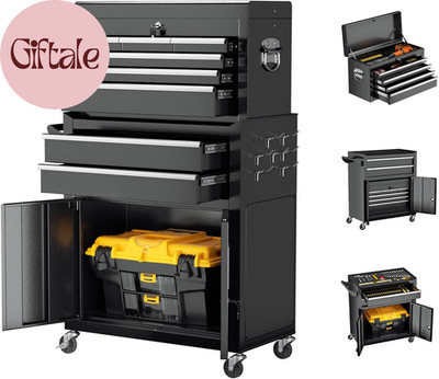 8-Drawer Rolling Tool Chest with Lock, Detachable Tool Cabinet Cart with Wheels,