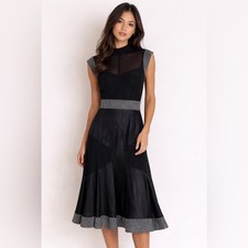 Dolce & Gabbana Black Silk Mesh Dress Rhinestone Zip Midi Cocktail Italy