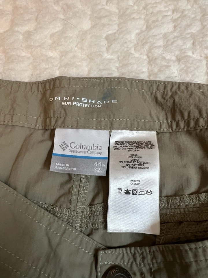 Pantalones de exterior Columbia Omni-sombra protección solar para hombre 44/32 CO774 Foto 2 de 4