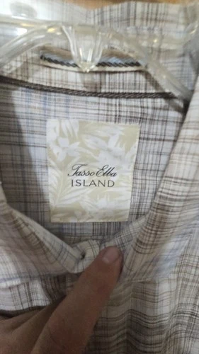 NWT Tasso Elba Island Mens Plaid Button Down Shirt Linen Blend 2XL MSRP $59.50 image 3