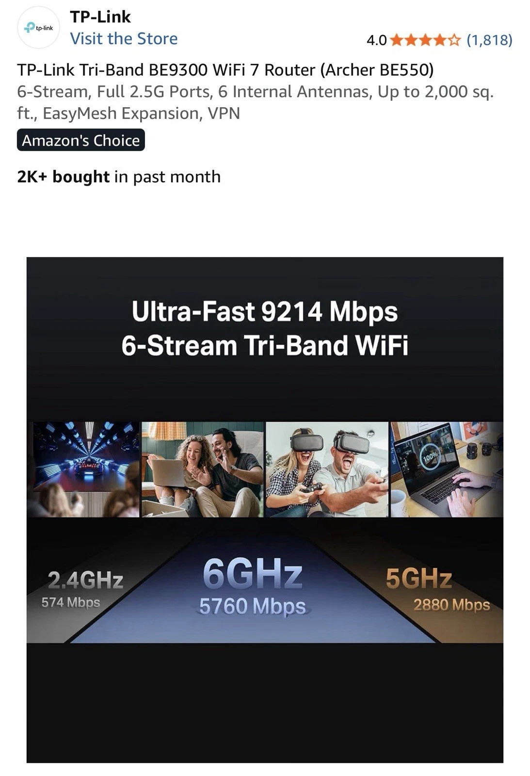 TP-Link Archer BE550 BE9300 Tri-Band WiFi 7 Router 6-Stream 2.5G Ports New image 7