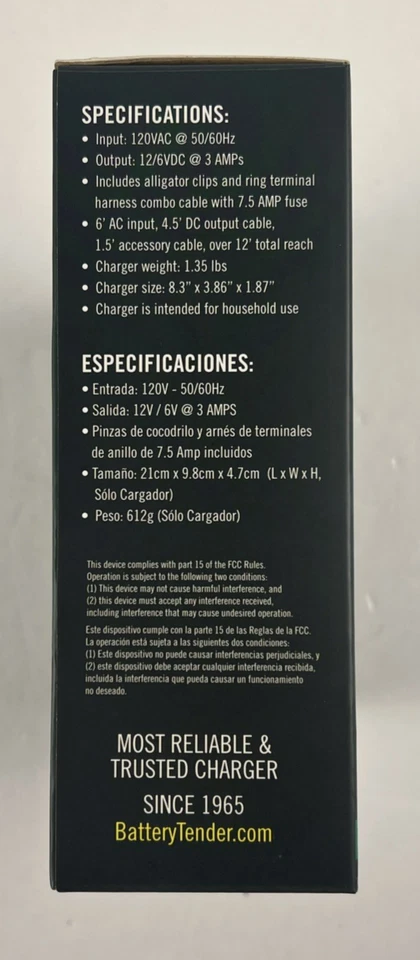 Cargador de batería seleccionable Battery Tender 6V/12V 3AMP Powersports Automotive Foto 3 de 4
