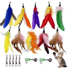AINTE 10 Pieces Cat Feather Toy Refills,Cat Wand Replacement Feathers Toys wi...