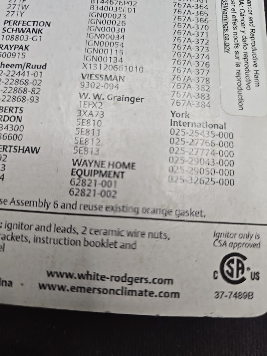 4 Packs  PWhite-Rodgers 21D64-2 Universal Hot Surface Ignitor /120 Volt Nitride