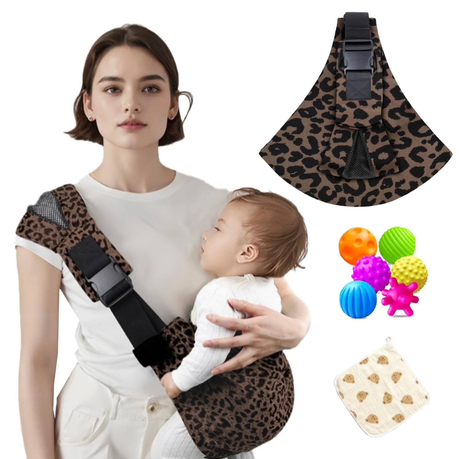 Baby Sling Carrier | Adjustable Front & Back, Leopard new