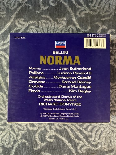 Bellini - Norma  Sutherland  Caball  Pavarotti  Ramey  WNO - Imagen 2 de 4