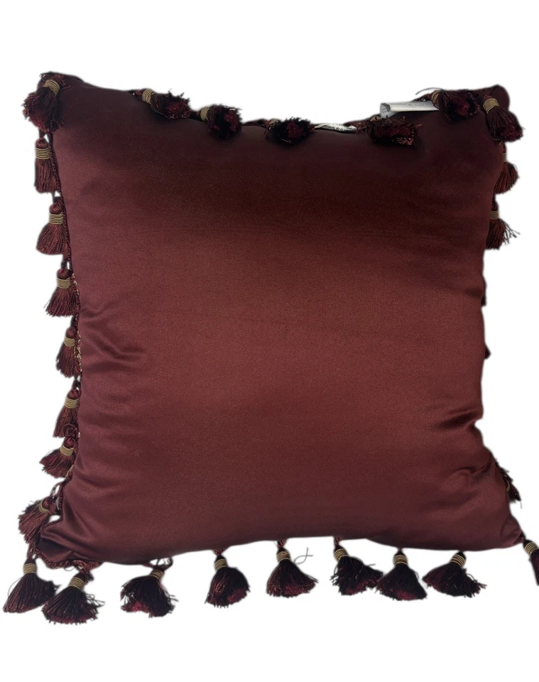 Almohada Croscill Home Galleria Damasco Borla Decorativa Borgoña Brocado Jacquard Foto 3 de 4