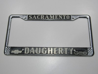 VTG Daugherty Chevrolet Sacramento CA Metal License Plate Frame Tag Holder Cover