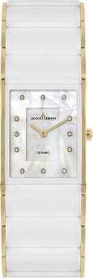 Jacques Lemans - Dublin Ceramic Perlmutt weiß/gold, 24mm - 1-1940K - Damenuhren