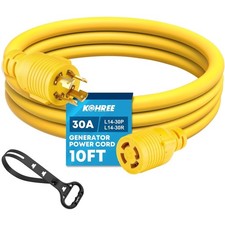 10FT 30 Amp Generator Extension Cord 4 Prong, NEMA L14-30P/L14-30R, Generator...
