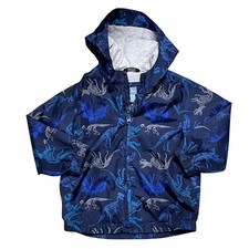 Baby Gap Boys Rain Jacket Lined Dinosaurs Blue Hood 4yrs