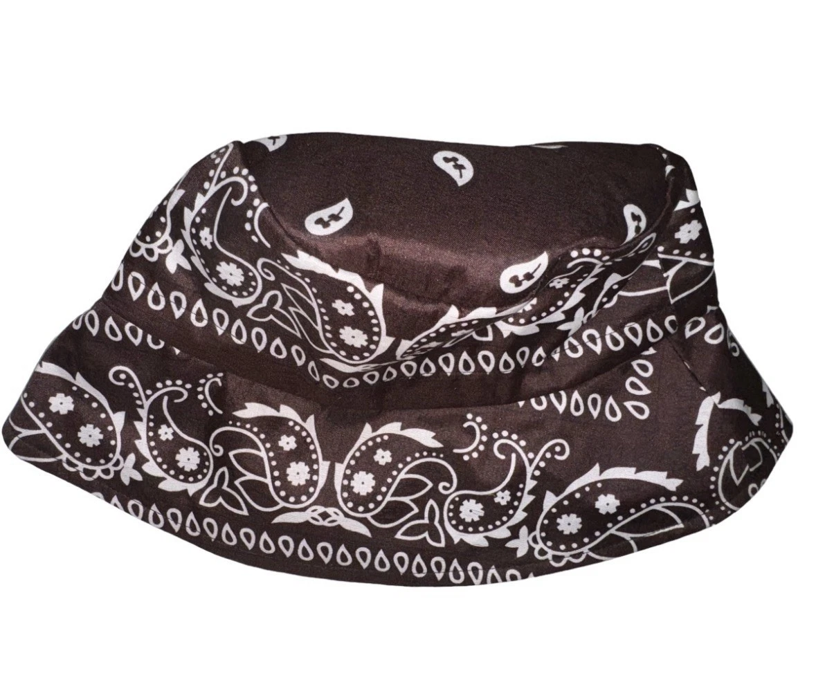 Bucket Hat Bandana Chocolate Cotton Blend Adjusts Lined NWT Unisex Festival Wear