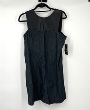 Lauren Ralph Lauren Womens Dress 12P Gray Faux Leather Black Trim Preppy New