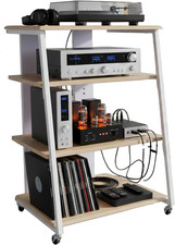 Mobile Multimediale Con 4 Ripiani in Metallo/Mdf, per Stereo/Giradischi, 78X61X5