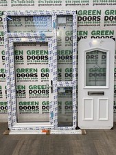 SHORT UPVC FRONT DOOR WITH SIDELIGHTS EXTERNAL WHITE PVCU TOP WINDOW SMALL