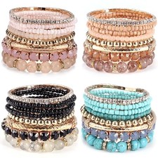 4 Sets Boho Bracelets for Women Multi-Color Bracelets D - 4 Sets  32 Pcs 