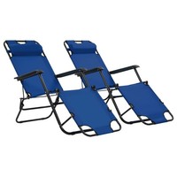 Klappbare Sonnenliegen 2 Stk. Mit FußAblage Blau