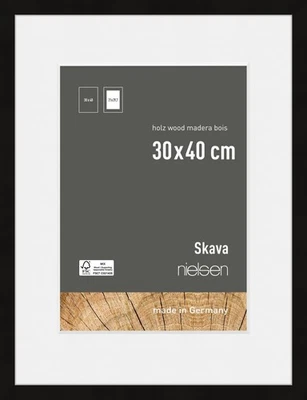 Nielsen Holz-Bilderrahmen Skava schwarz 30x40 cm mit Passepartout 21x29,7 cm - Bild 1 von 4