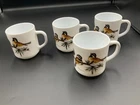 Set 4 Vintage Arcopal France Milk Glass Coffee Mug Cup Chickadee Birds R Carman