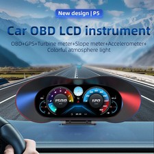 Voiture OBD GPS LCD HUD P5 OBD2 affichage tête haute pente compteur avec alarme vitesse régime