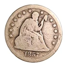 1857 Seated Liberty Quarter, Nicely Circulated Condition, Genuine US Silver Coin