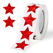 500PCS Holographic Red Star Stickers, 1 Inch Self 1 inch,