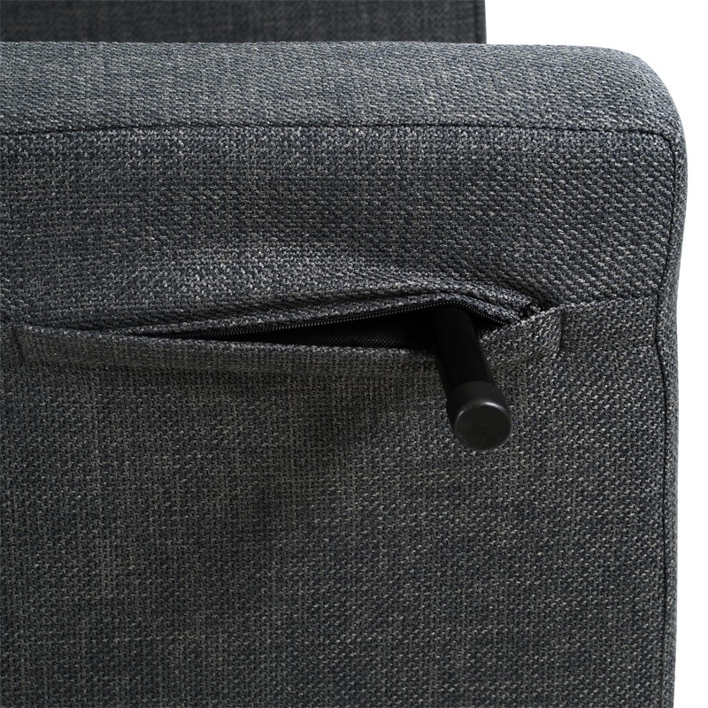 3 in 1 Foldable Linen Chaise Lounge with Adjustable Backrest,Footrest and Pillow