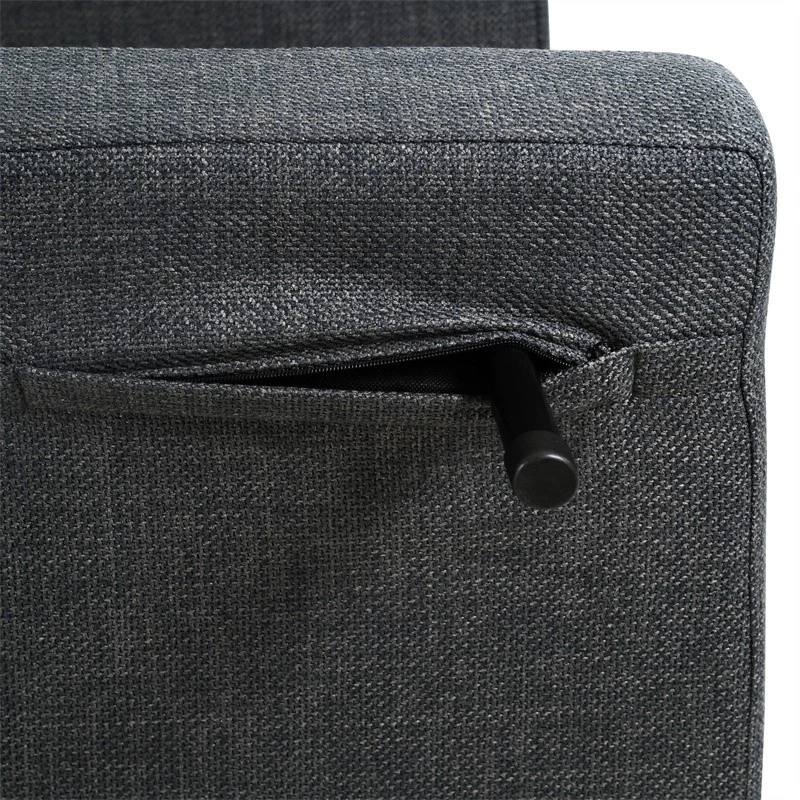 Chaise Lounge Plegable 3 en 1 de Lino con Respaldo Ajustable, Reposapiés y Almohada Foto 4 de 4