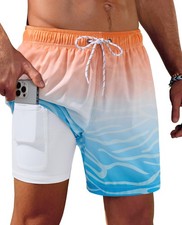 Mens Swim Trunks with Compression Liner Swimming Trunks for Men 5 inch with P...