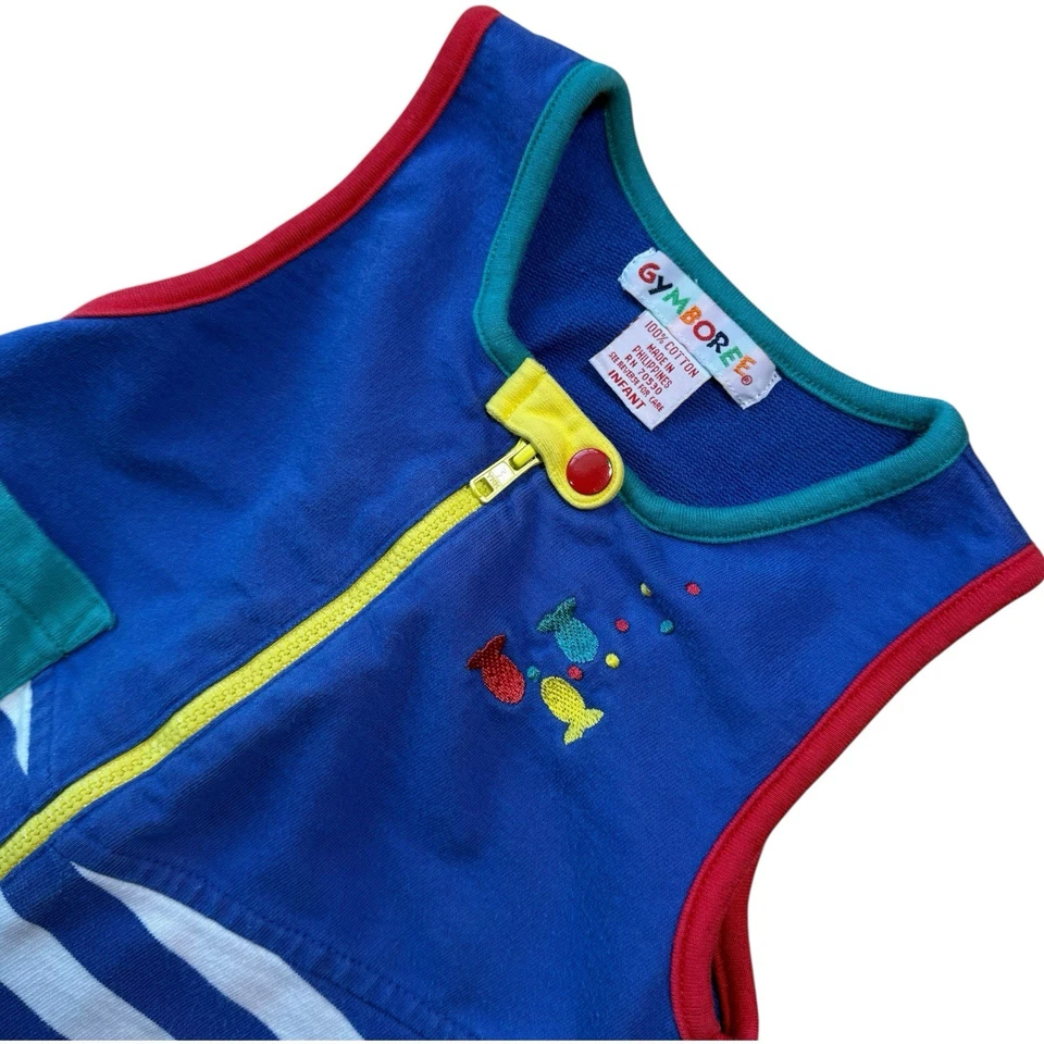 Gymboree 彩虹标签鱼婴儿连衫裤条纹短袖连体裤复古 — 第 3/4 张图片