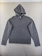 Apt 9 100 Cashmere Hoodie Sweater Womens Large Gray Full Zip