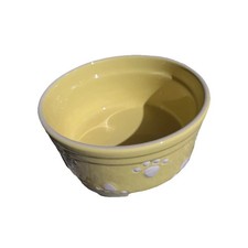 Dog Cat Water Bowl Yellow Paws Small