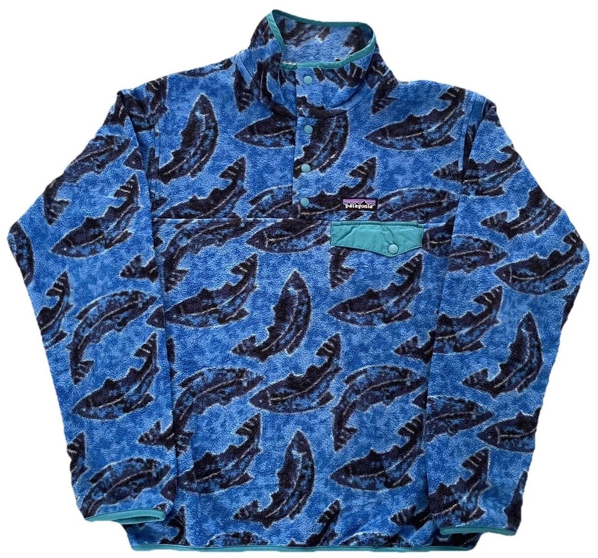 patagonia 水着 Fish Hex - Eelgrass Green32 RARE Patagonia Synchilla® Snap-T® Fleece Pullover Leaping Oasis
