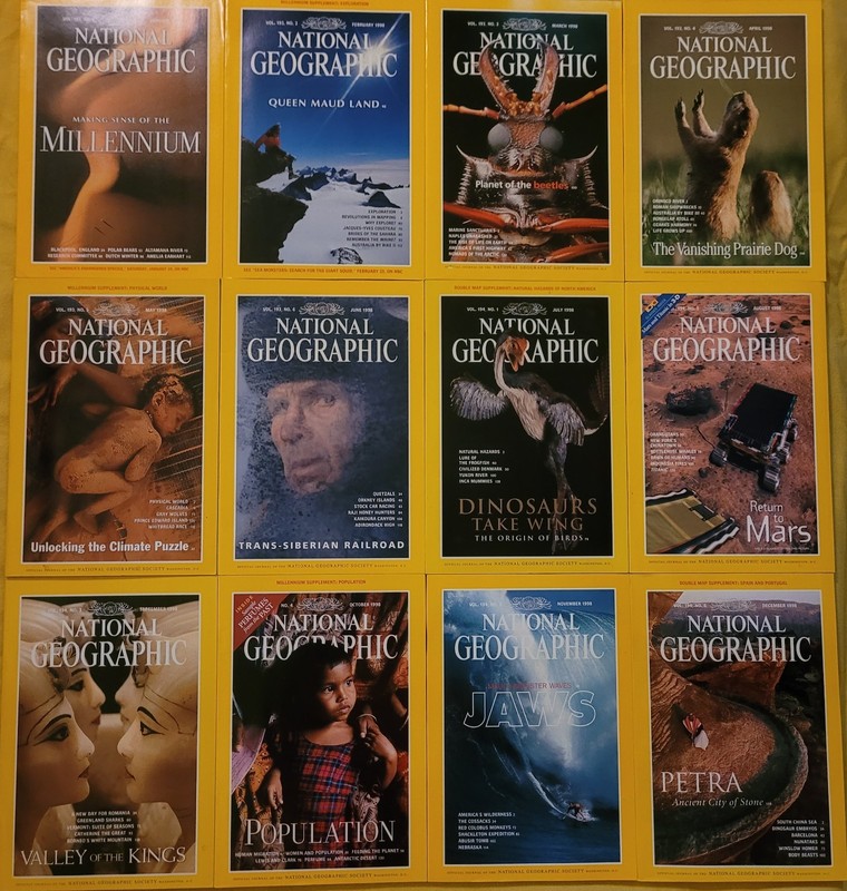 National Geographic Magazines 1998 entire year with inserts and maps