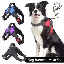 Dog Harness And Leash Set No Pul Adjustable Comfortable with Easy Control Handle