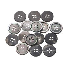 15Pcs Shell Buttons Mother of Pearl Button 18mm Sewing ButtonsBlack/Silver