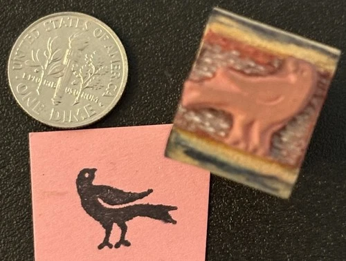 Vintage Rubber Stamp Bold Teeny Tiny Raven Crow Bird