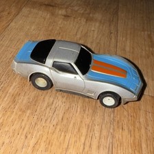 Tyco HO Slot Car Corvette Silver/Blue/Orange Run