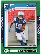 2024 Panini Donruss Adonai Mitchell Rated Rookie Green Press Proof (RC)