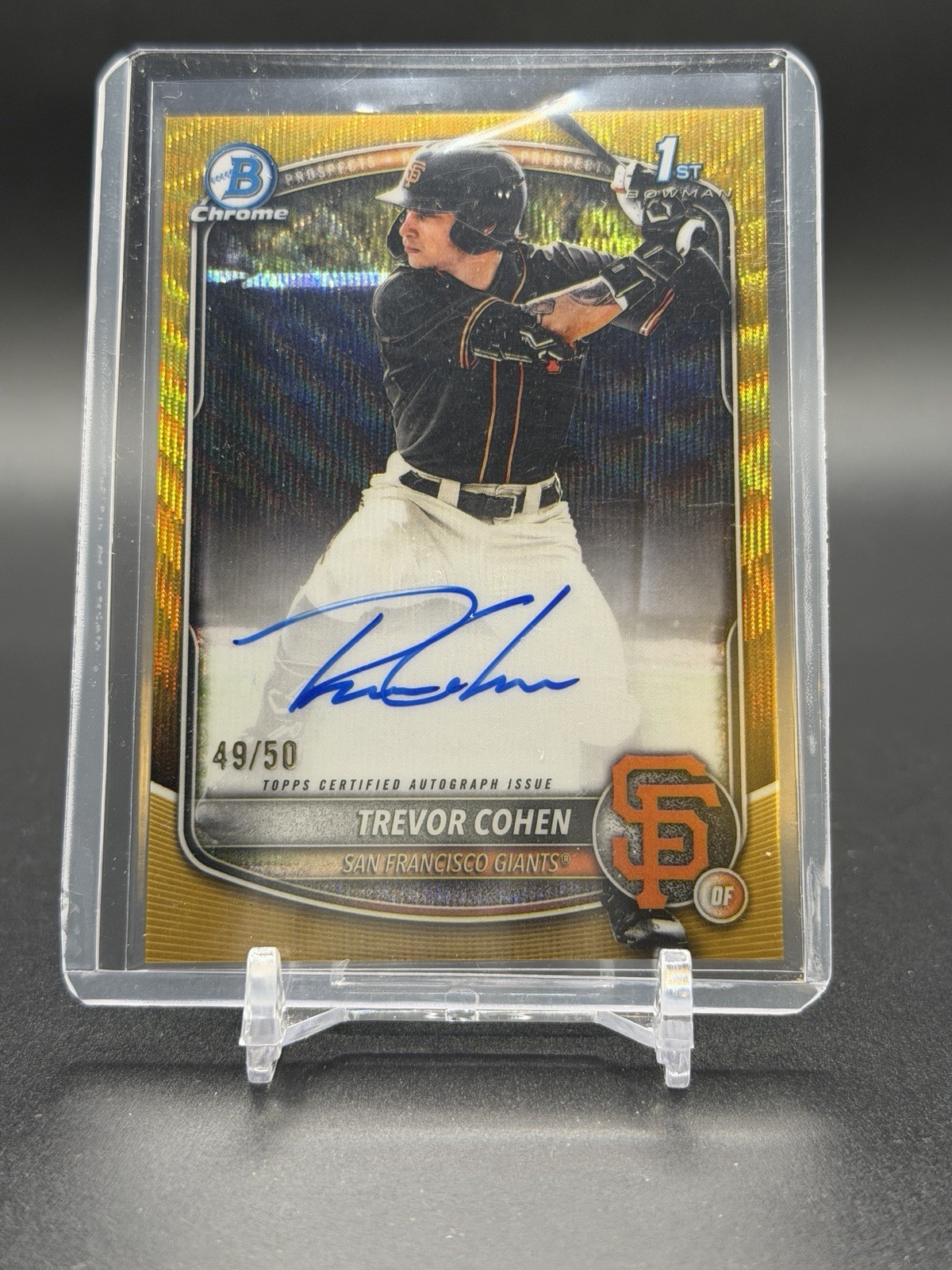 2025 Bowman Chrome Draft Gold Wave Refractor Trevor Cohen 1ST ROOKIE AUTO /50