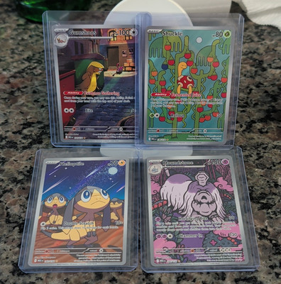 Pokemon TCG MEG 4-Card Full Art Holo Lot: Gumshoos Shuckle Houndstone Helioptile