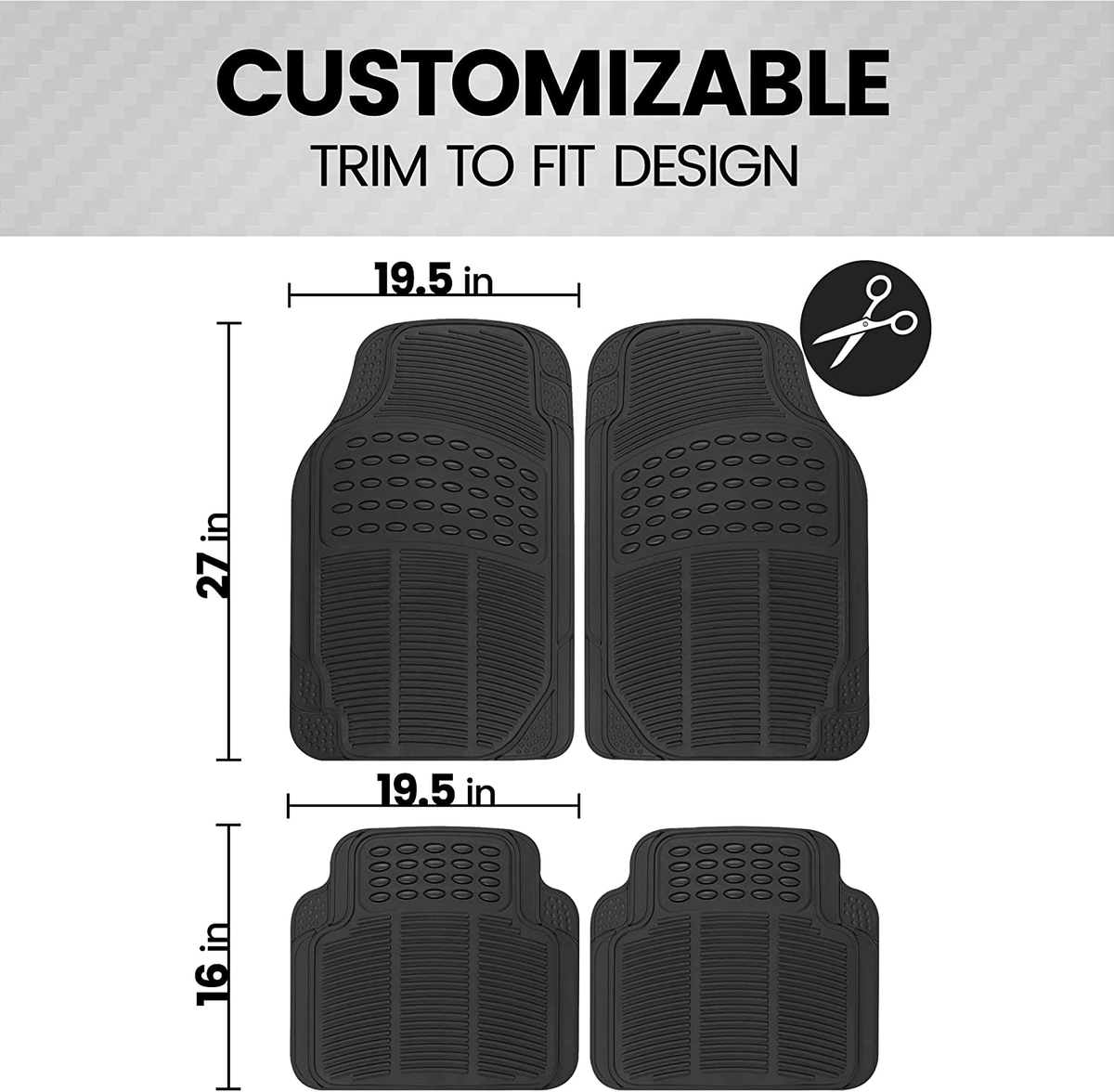 Rubber Car Mats GL 0144 Set Tappeto di Gomma Più Clip di Montaggio 4 Pezzi