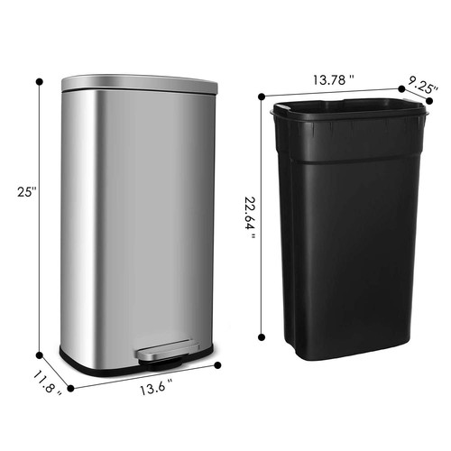 8 Gallon Rectangular Kitchen Trash Can with Soft-Close Lid for Bathroom Bedroom - Picture 59 of 61