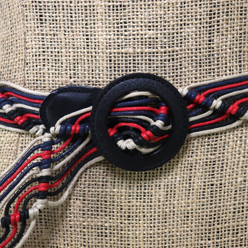 Summer Macrame Belt Women 2X Plus Red White Blue String Round Covered Buckle - Picture 3 of 14